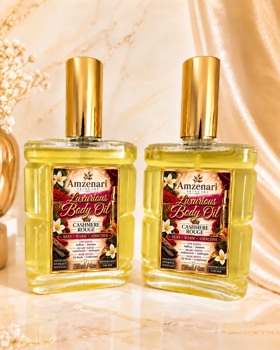 CASHMERE ROUGE LUXURIOUS BODY OIL ( INSPIRED BY MFK BACCARAT ROUGE 540 & BIANCO LATTE )