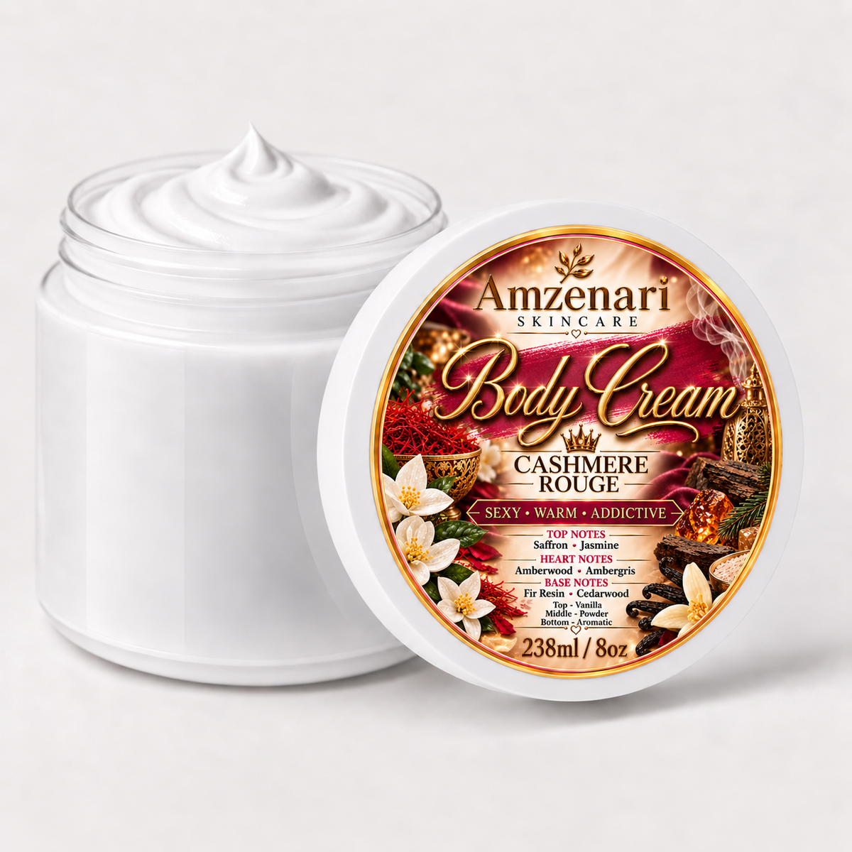 CASHMERE ROUGE SCENTED BODY CREAM ( INSPIRED BY MFK BACCARAT ROUGE & BIANCO LATTE )