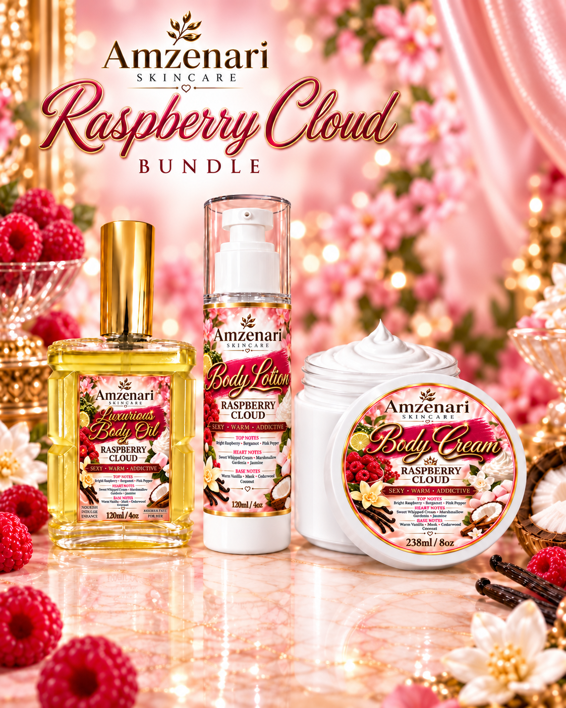 RASPBERRY CLOUD BODY CARE TRIO ( INSPIRED BY HOUSE OF SILLAGE MINNIE MOUSE )
